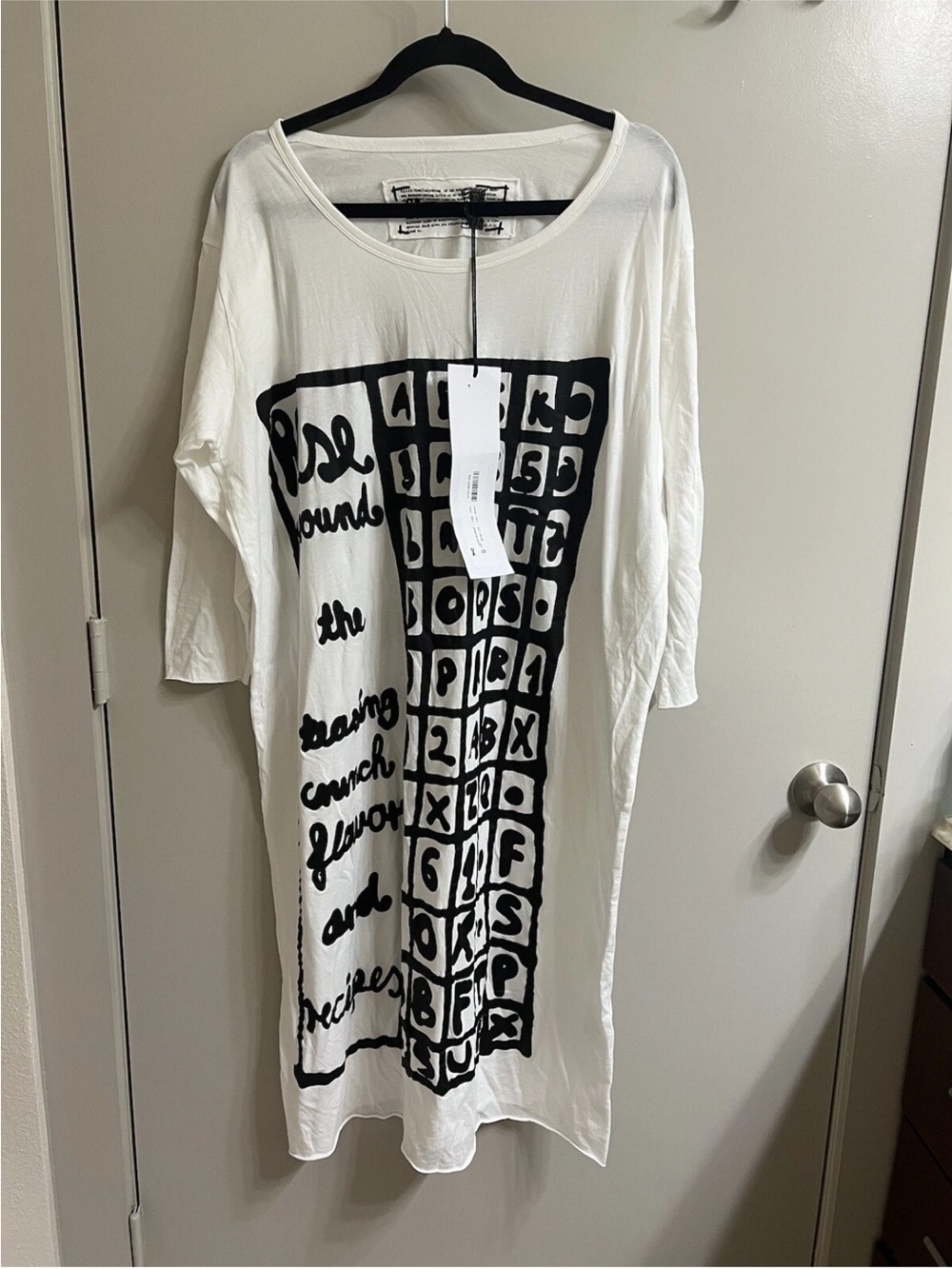 White Graphic Maxi Dress with Black Print